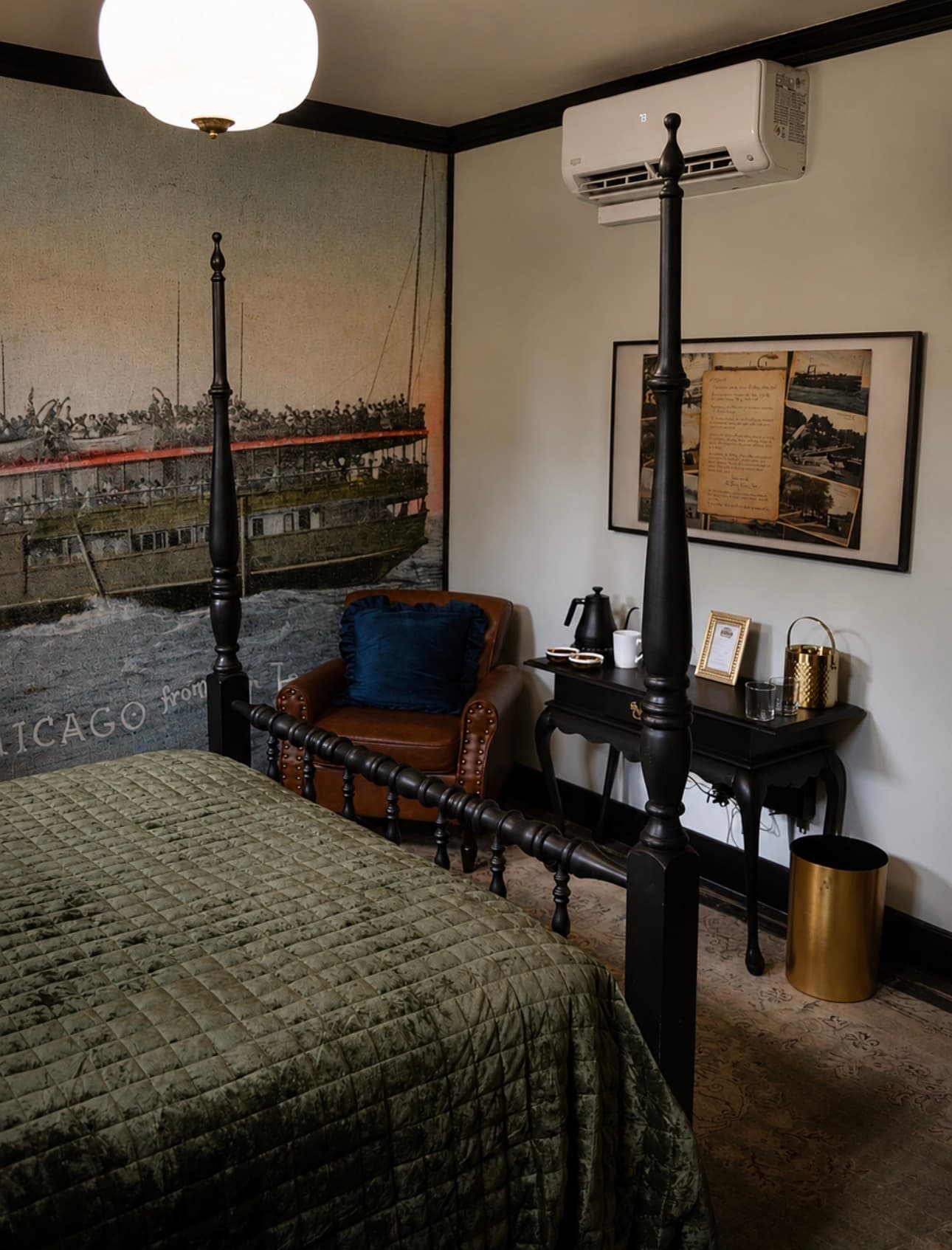 The Director's Room steamship wallpaper detail