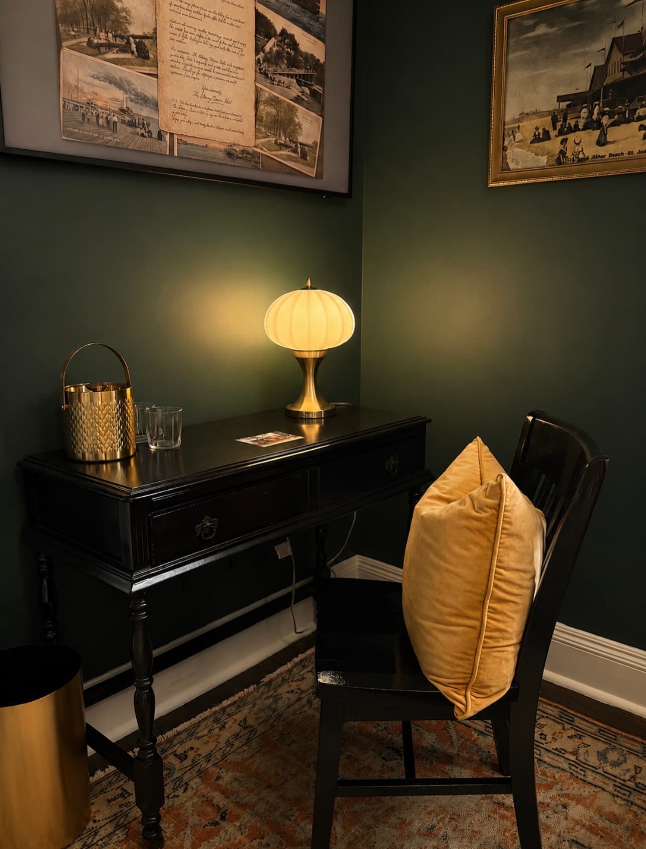 The Librarian's Room lighting and antique decor